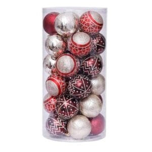 6cm maroon silver ball set of 30