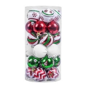 6cm red green white balls pack of 30