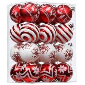 6cm red white ball set of 24