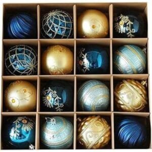 8cm Blue Gold Ball set of 16