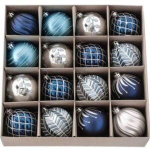 8cm Blue silver ball set of 16