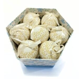 Christmas Ball 14pc box white-golden