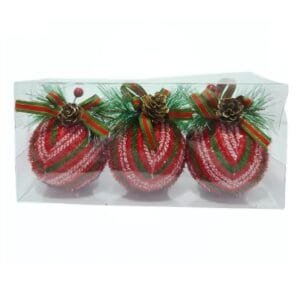 Christmas Balls 3pc Pack "Red Pine"