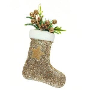 Hanging glitter foam stocking bronze