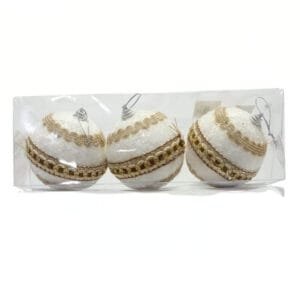 Jute ball White set of 3