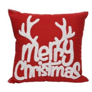 Merry Christmas reindeer red cushion