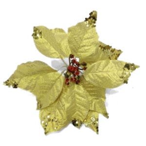 Poinsettia Flower Gold With Sequence