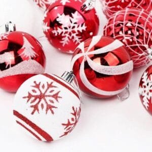 7cm christmas balls red white