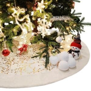 90cm Christmas Tree Skirt White-Golden