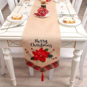 Merry Christmas Floral table runner