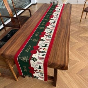 Christmas Table Runner green white
