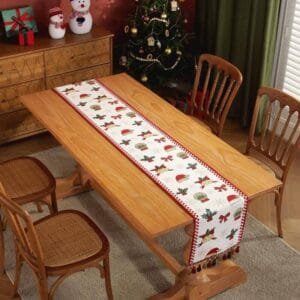 Christmas Table Runner red border