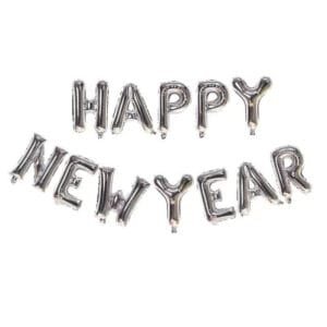 happy new year foil balloon silver