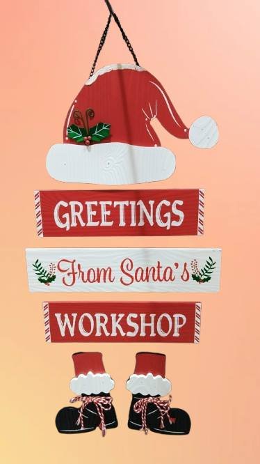 Festive Wooden Sign for Santa's Workshop