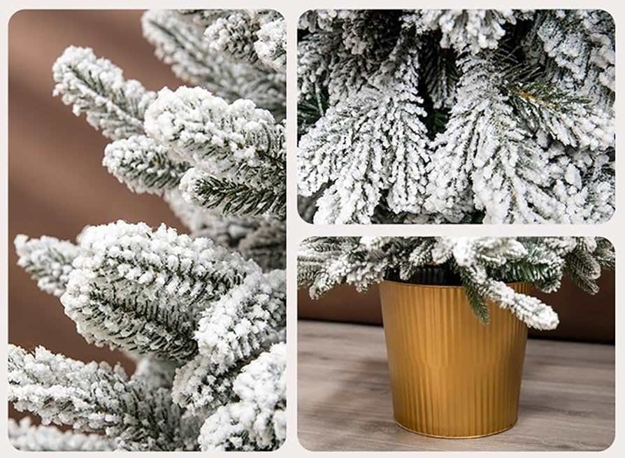 6ft White Snowy Tree with Pot (180cm) white artificial Christmas tree with snowy flocking - Image 3