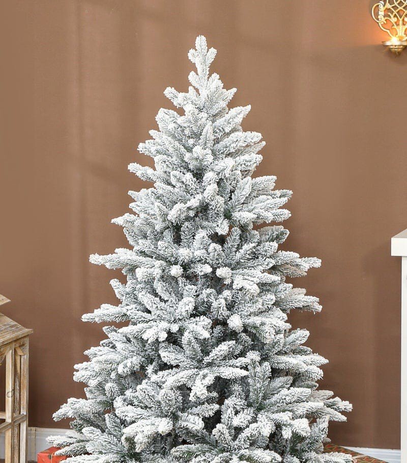 6ft White Snowy Tree with Pot (180cm) white artificial Christmas tree with snowy flocking
