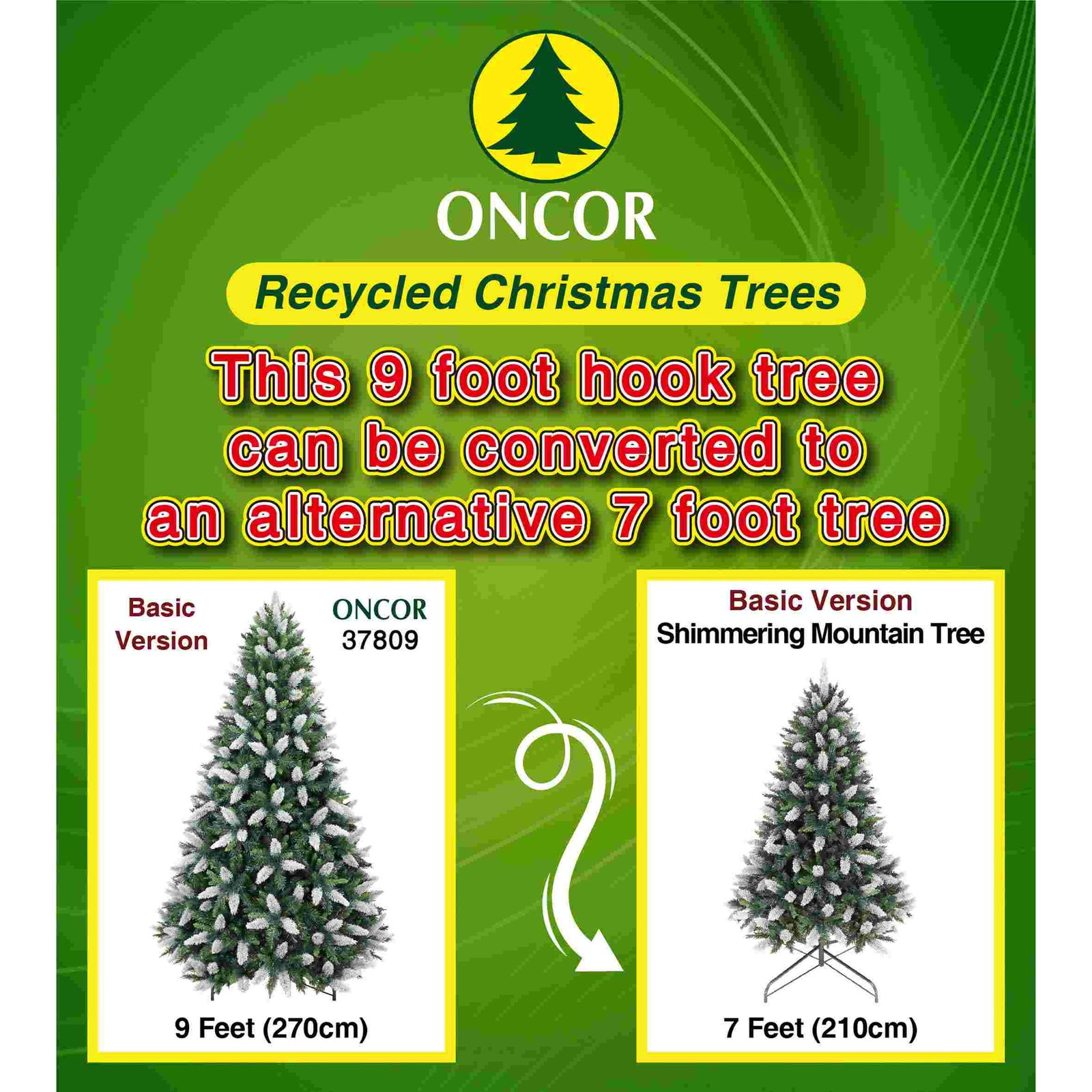 9ft Shimmering Mountain Fir Hook 270cm Christmas Tree -37809 - Image 2