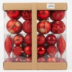Red Ball 78/set- 78-Piece Ultimate Red & Gold Christmas Ornament Mega Set – Luxury Tree Decoration Kit