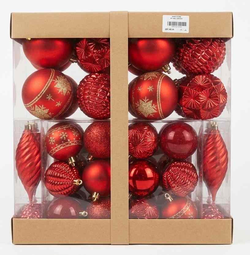 Red Ball 78/set- 78-Piece Ultimate Red & Gold Christmas Ornament Mega Set – Luxury Tree Decoration Kit