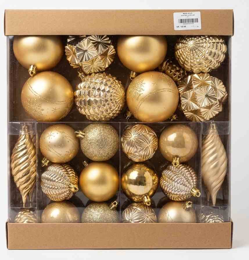 GOLD BALL 78-Piece Ultimate Gold Christmas Ornament Mega Set – Luxury Tree Decoration Kit