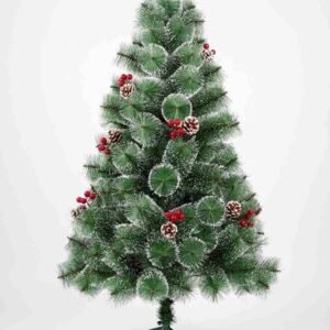 6ft (180cm) Needle -Snowy Pine Christmas Tree with Berries & Pine cones