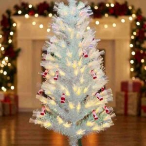 5ft (150CM)Pre-LIGHT white fiber optic artificial Christmas tree- Tree with light
